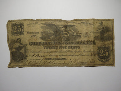 $.25 1861 Winchester Virginia Obsolete Currency Bank Note Bill Corp. of Win.
