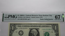 Load image into Gallery viewer, $1 2003 Radar Serial Number Federal Reserve Currency Bank Note Bill PMG UNC67EPQ