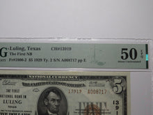 Load image into Gallery viewer, $5 1929 Luling Texas TX National Currency Bank Note Bill Charter #13919 AU50 PMG
