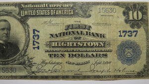 $10 1902 Hightstown New Jersey NJ National Currency Bank Note Bill Ch #1737 FINE