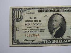 $10 1929 Scranton Pennsylvania PA National Currency Bank Note Bill Ch #77 VF