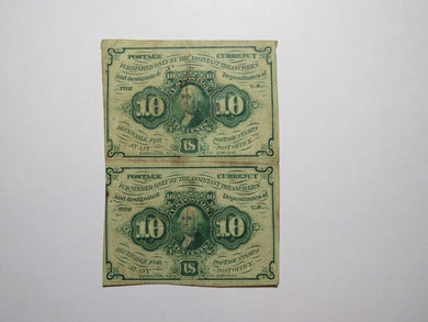 1863 $.10 First Issue Uncut Pair Fractional Currency Obsolete Postage Bank Note