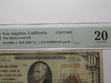 Load image into Gallery viewer, $10 1929 Los Angeles California National Currency Bank Note Bill 12804 Hollywood