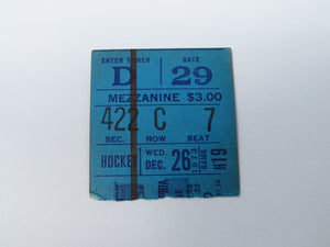 December 26, 1973 New York Rangers Vs Philadelphia Flyers NHL Hockey Ticket Stub