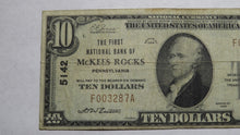 Load image into Gallery viewer, $10 1929 McKees Rocks Pennsylvania PA National Currency Bank Note Bill 5142 Fine
