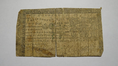 1767 $2 Maryland MD Colonial Currency Bank Note Bill! RARE ISSUE! Two Dollars