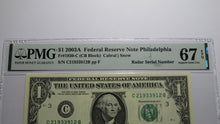 Load image into Gallery viewer, $1 2003 Radar Serial Number Federal Reserve Currency Bank Note Bill PMG UNC67EPQ
