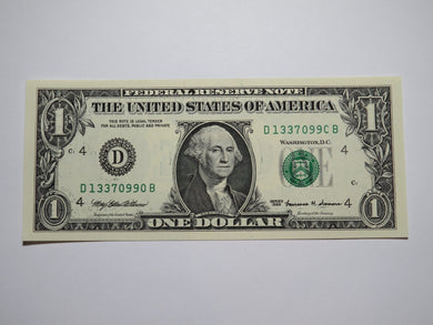 $1 1999 Minor Wet Ink Transfer Error Federal Reserve Bank Note Bill UNC++