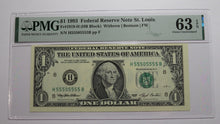 Load image into Gallery viewer, $1 1993 Near Solid Serial Number Federal Reserve Bank Note Bill UNC63 #55505555