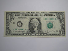 Load image into Gallery viewer, $1 1977 Radar Serial Number Federal Reserve Currency Bank Note Bill UNC 36300363