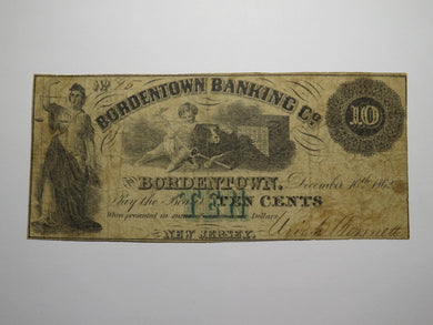 $10 1862 Bordentown New Jersey Obsolete Currency Bank Note Bill Banking Company
