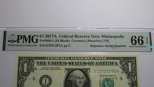 Load image into Gallery viewer, $1 2017A Repeater Serial Number Federal Reserve Currency Bank Note Bill UNC66EPQ