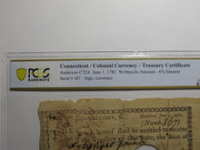 Load image into Gallery viewer, 1781 Connecticut Treasury Certificate Colonial Currency Note Bill John Lawrence