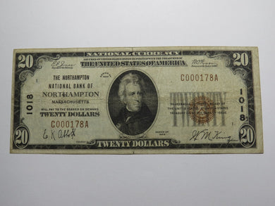 $20 1929 Northampton Massachusetts MA National Currency Bank Note Bill 1018 FINE