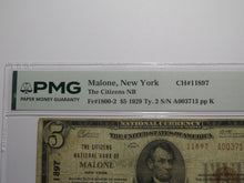 Load image into Gallery viewer, $5 1929 Malone New York NY National Currency Bank Note Bill Charter #11897 VF20
