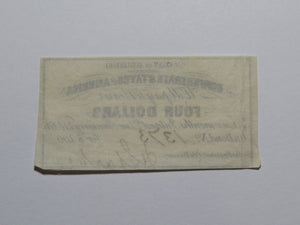$4 1861 Confederate Bond Coupon Certificate Currency Bank Note Bill UNC
