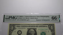 Load image into Gallery viewer, $1 2003 Repeater Serial Number Federal Reserve Currency Bank Note Bill PMG UNC66