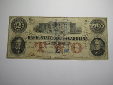 $2 1861 Charleston South Carolina SC Obsolete Currency Bank Note Bill Bank of SC
