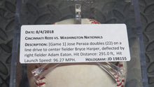 Load image into Gallery viewer, 2018 Jose Peraza Cincinnati Reds Double Game Used Baseball! 2B Hit! Gio Gonzalez