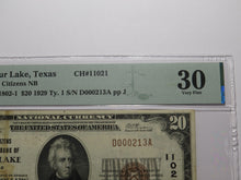Load image into Gallery viewer, $20 1929 Sour Lake Texas TX National Currency Bank Note Bill Ch. #11021 VF30 PMG