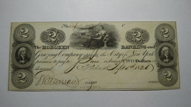 $2 1826 Hoboken New Jersey NJ Obsolete Currency Bank Note Bill! Hoboken Banking