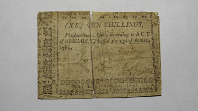 1761 Ten Shillings North Carolina NC Colonial Currency Note Bill! 10s! RARE NOTE