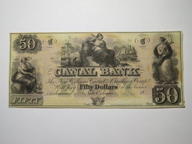 $50 18__ New Orleans Louisiana Obsolete Currency Bank Note Remainder Canal UNC++