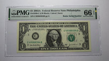 Load image into Gallery viewer, $1 2003 Radar Serial Number Federal Reserve Currency Bank Note Bill PMG UNC66EPQ