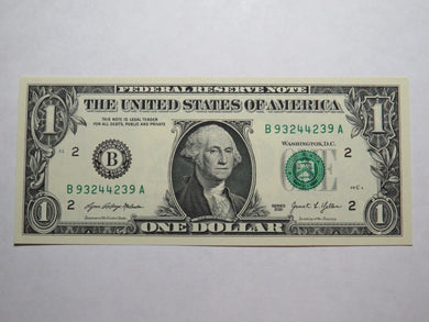 $1 2021 Radar Serial Number Federal Reserve Currency Bank Note Bill UNC 93244239