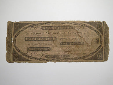 $1 1826 Belchertown Massachusetts MA Obsolete Currency Bank Note Bill Farmers