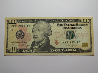 $10 2017 Repeater Serial Number Federal Reserve Currency Bank Note Bill UNC+++++