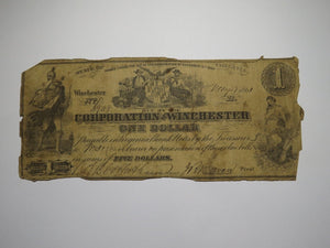 $1 1861 Winchester Virginia Obsolete Currency Bank Note Bill Corp. of Winchester