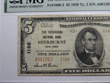 Load image into Gallery viewer, $5 1929 Sherburne New York NY National Currency Bank Note Bill Ch. #1166 VF30