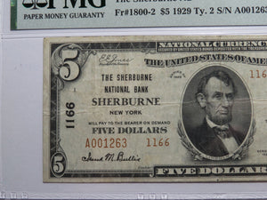$5 1929 Sherburne New York NY National Currency Bank Note Bill Ch. #1166 VF30