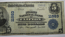 Load image into Gallery viewer, $5 1902 Clifton New Jersey NJ National Currency Bank Note Bill! Ch. #11983 VF++