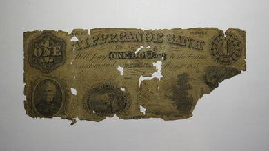 $1 1854 Winnamac Indiana IN Obsolete Currency Bank Note Bill! Tippecanoe Bank