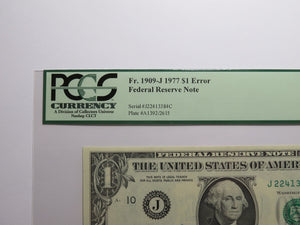 $1 1977 Full Face to Back Offset Error Federal Reserve Bank Note Bill NEW65 PCGS