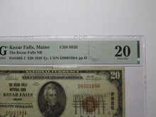 Load image into Gallery viewer, $20 1929 Kezar Falls Maine National Currency Bank Note Bill Ch. #9826 VF20 PMG