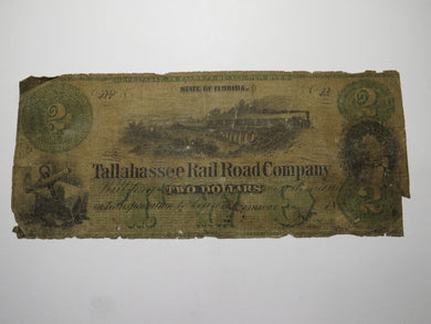 $2 1858 Tallahassee Florida Obsolete Currency Bank Note Bill Rail Road Company