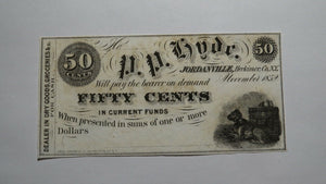 $.50 1852 Jordanville New York NY Obsolete Currency Bank Note Bill Herkimer CU++