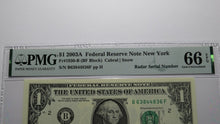 Load image into Gallery viewer, $1 2003 Radar Serial Number Federal Reserve Currency Bank Note Bill PMG UNC66EPQ