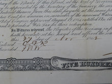 Load image into Gallery viewer, $500 1862 Confederate Bond Certificate Currency Bank Note Bill UNC 14&quot; X 10&quot;