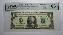 Load image into Gallery viewer, $1 2003 Radar Serial Number Federal Reserve Currency Bank Note Bill PMG UNC66EPQ