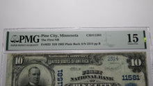 Load image into Gallery viewer, $10 1902 Pine City Minnesota MN National Currency Bank Note Bill #11581 F15 PMG