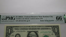Load image into Gallery viewer, $1 2003 Radar Serial Number Federal Reserve Currency Bank Note Bill PMG UNC66EPQ