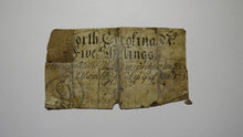 Load image into Gallery viewer, 1754 Five Shillings North Carolina NC Colonial Currency Bank Note Bill! 5s RARE