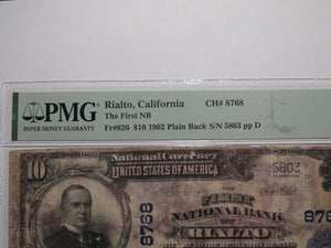 $10 1902 Rialto California CA National Currency Bank Note Bill #8768 VG10 PMG