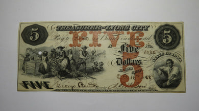 $5 1858 Lyons City Iowa IA Obsolete Currency Bank Note Bill! Treasurer of Lyons 