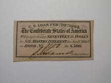 Load image into Gallery viewer, $17.50 1863 Confederate Bond Coupon Certificate Currency Bank Note Bill UNC