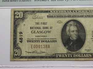 $20 1929 Glasgow Kentucky KY National Currency Bank Note Bill Ch. #4819 VF20